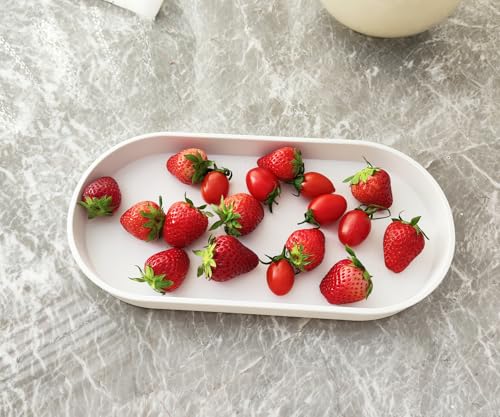 White Small Tray (11.8 inch), Oval Tray for Kitchen Counter, Bathtub Bathroom Vanity Items, Countertop Organizer, Coffee Accessory, Bar, Serving Seasoning, Salt and Pepper, Soap, Perfume. - color: White, size: 11.8" x 5.9" x 1.2"