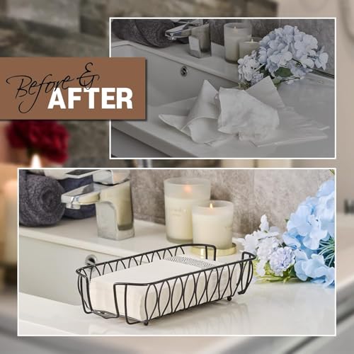 Black Guest Towel Holder Tray for Bathroom – Napkin Organizer for Disposable Paper Towels, Hand Towel Rack for Countertop, Modern Holder for Guest Bathroom Essentials and Powder Room - color: K - Black Napkin Holder for Bathroom, size: Guest Towel Holder