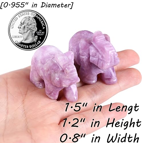 QINJIEJIE Lepidolite Crystals Elephant Decor Cute Desk Stones Figurine Natural Gemstones Decoration Home Room Office Pocket Hippie Statue Meditation Spiritual Gem Stocking Stuffers Gift for Women - color: Lepidolite