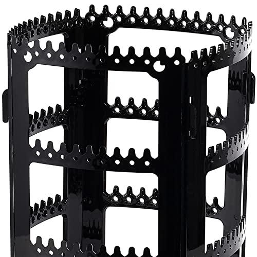 Sooyee 360 Rotating Earring Holder and Jewelry Organizer, 4 Tiers Jewelry Rack Display Classic Stand, 156 Holes and 160 Grooves for Necklaces Earrings Piercings, Black - color: Black
