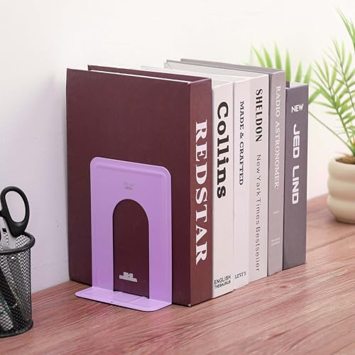 Mr. Pen- Book Ends, 4 Pack, Purple, Heavy Duty Metal Bookends for Shelves, Book Holders for Shelves, Metal Bookends - color: Purple, size: 4 Pack