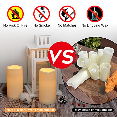 Artmarry 12 Pack Flickering Flameless Candles Large (D 3" x H 6") LED Candles Fake Pillars Outdoor Indoor Battery Operated Candles with Remote for Home Wedding Christmas Holiday Décor (12 Pack) - color: Ivory Candle - Warm light, size: 3"D x 6" H - 12 Pac