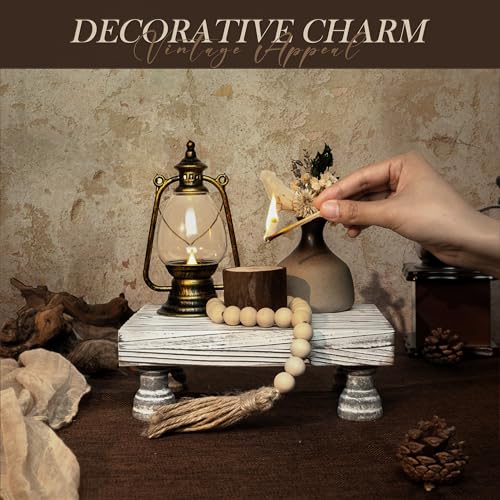 EOSAHR Boho Fir Wood Risers for Decor for Small Vanity - Decorative Risers Display Stand for Home Decor - Double as Plant Stand & Perfume Organizer (Distressed White, 8.5") - color: C-Distressed White