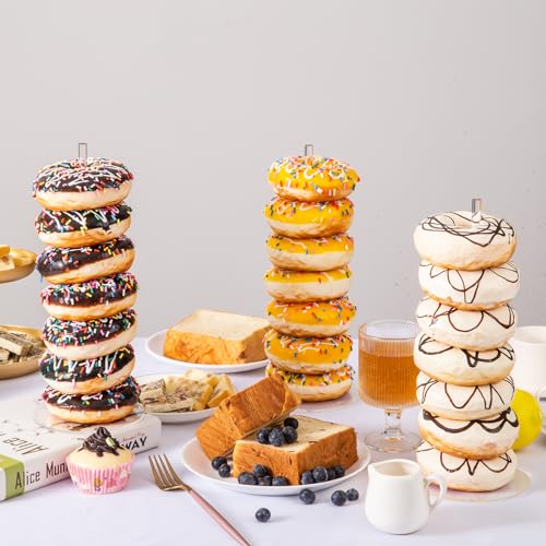 HENABLE 4PCS Acrylic Donut Display Stand Tower - Dessert Table Holder for Donuts, Bagels & Doughnuts - Perfect for Parties, Christmas, Birthday & New Year