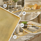 MAONAME Gold Decorative Tray with Handles, Foil Serving Tray for Ottoman, Rectangular Coffee Trays for Living Room, Bathroom, 11.8" L x 8" W x 1.6" H - size: 11.8" x 8.7" x 1.6"