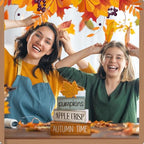 Lineshading 4 Pcs Thanksgiving Decoration for Home Wooden Maple Leaf Fall Tiered Tray Decor Thanksgiving Centerpiece Rustic Decorative Maple Leaf Block Signs Gift Farmhouse Autumn Decoration for Home - style: Autumn Maple Leaf