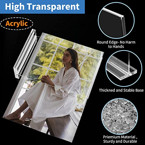 Acrylic Sign Holder 4x6 Inch, 3 Pack Sign Holders Vertical , Double Sided Display Clear TableTop Sign Holder, Acrylic Paper Holder for Wedding Reception, Party Decoration, Numbers Picture Frames
