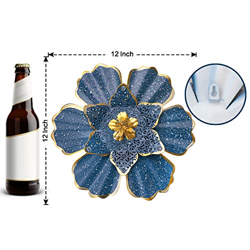 EASICUTI Blue Metal Flower Wall Decor Boho Metal Wall Art Decorations Hanging For Indoor Outdoor Home Bathroom Patio Fence Garden Bedroom Living Room Or Wall Sculptures 12 Inch - color: Royal Blue