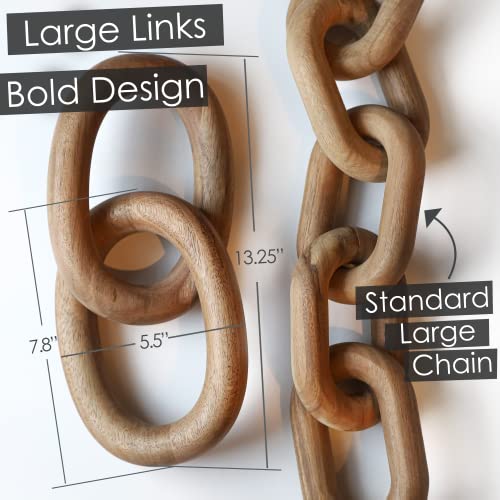 Wood Chain Link Decor – 13” Wooden Decorative Object for Coffee Table Decor and Neutral Decor for Home – Modern Knot Accent for Shelf Styling, Books, or Housewarming Gifts - color: Natural