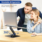 BESIGN LS12 Laptop Stand with 360° Rotating Base, Ergonomic Adjustable Notebook Holder, Computer Riser Stand Compatible with Air, Pro, Dell, HP, Lenovo More 10-14" Laptops (Black)