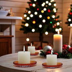 Candlestick Glass Candle Holder Plates Set of 6, Round Glass Candle Tray Plates for Dining Wedding Lantern Festival Party Evening Light, Amber - color: Amber