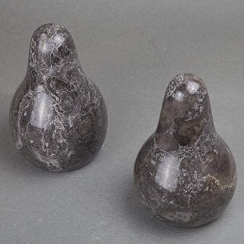 Creative Home Pear-Shaped Solid Marble Bookends – Heavy-Duty Book Ends for Shelves, Home Décor, Office and Classical Interiors, Modern Charcoal Marble Living Room Décor, Set of 2 - style: Pear Shaped