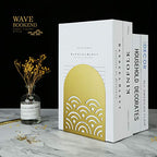 QiMing Ukiyoe Auspicious Clouds Bookends for Books,1 Pair Metal Wavy Pattern Book Holders for Office Shelves Adults & Kids Gift(Gold) - color: Gold
