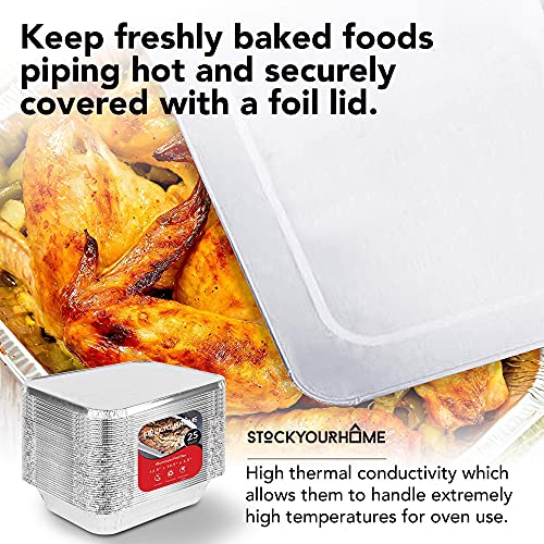 9x13 Aluminum Trays with Lids (10 Pack) – Disposable Half Size Deep Pans for Cooking, Storage, BBQ, Grilling, Catering, Stock Your Home - size: 10 Pack w/ Lids