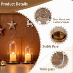 Large & Small Cloche Glass Dome Candle Holders - Glass Hurricane Candle Holder,Gold Candlestick & Lanterns Set of 2 Can Be Placed Desktop Hung,for Pillar Candles,Plants Decorative
