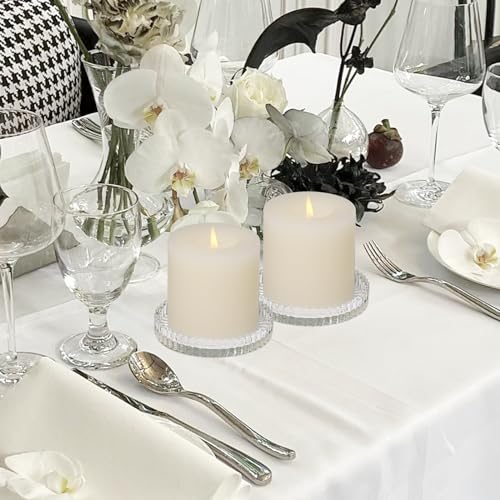 Pillar Candle Holder Set of 6, Glass Candle Holders for Pillar Candles, Clear Round Candle Plate for Table Centerpiece, Wedding, Party, Home Decor - color: Clear, size: 6 pcs