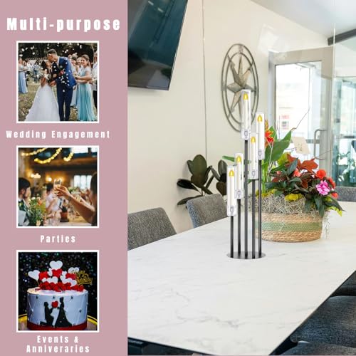 Black Taper Candle Holders for LED Candles Metal 5 Arms Candelabra Candlestick Holders for Wedding Engagement Party Decoration Tabletop Centerpieces (1, M) - size: Medium