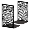 Peacoblue Metal Bookends for Shelves, Modern Decorative Heavy Duty Study Book Ends Stoppers for Office, Desk, Shelf, Room 5.3"x4.3"x7.9" Cast Iron Simple Tall Bookends 1 Pair (Pair of Swords) - style: Pair of Swords and Patterns