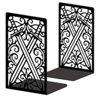 Peacoblue Metal Bookends for Shelves, Modern Decorative Heavy Duty Study Book Ends Stoppers for Office, Desk, Shelf, Room 5.3"x4.3"x7.9" Cast Iron Simple Tall Bookends 1 Pair (Pair of Swords) - style: Pair of Swords and Patterns