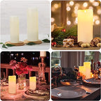 Hanzim Flameless Flickering Battery Operated Candles D2.2''*H4 5" 6" 7" 8" 9" Set of 9 Ivory Real Wax Pillar LED Candles with 10-Key Remote and Cycling 24 Hours Timer (Ivory) - color: H01# Ivory