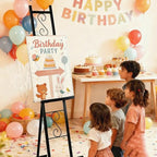 2 Pack Easel Stand for Sign, Metal Easels with Chain Support, Adjustable Free Standing Painting Rack for Display, Poster Picture, Wedding Sign,17" x 17" x 58", Black - style: 2pack-Black
