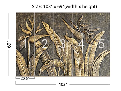Cliouar-Golden Bird of Paradise Sculpture 3D Three-Dimensional Wallpaper Mural 103" x 69"(Not Self-Adhesive) - color: Murals-27, size: 103" x 69"