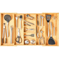 Umilife Extra Large Expandable Kitchen Drawer Organizer for Utensil and Junk, 19" Deep for Big Drawer, 19" to 33" Adjustable Bamboo Wood Drawer Divider, Cutlery Tray, Flatware Holder - style: For Utensil (19"~33" x 19")