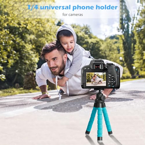 Ubeesize Portable Tripod Stand with Wireless Remote & Clip, Flexible Phone Holder for Video Recording (Blue) - color: Blue, style: Standard