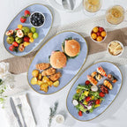 Ceramic Oval Serving Platter: 15.6/14.3/12.9 Inch Large Serving Dishes for Entertaining Party, Turkey, Steak, Ham, Microwave Dishwasher Safe, Blue - color: Blue, size: Oval
