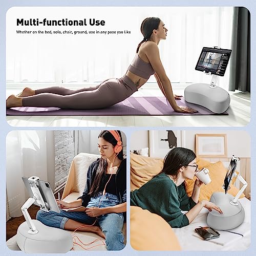 AboveTEK Tablet Pillow Stand for Bed, Hands-Free 360° Adjustable iPad Pillow Holder for Lap Reading w/Soft Bean Bag, Ideal Gift for Mom, Fits 4.7" to 12.9" Tablet, Phone, Kindle - Gray - color: Gray