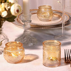 DARJEN 24Pcs Gold Votive Candle Holders - Glass Candle Holder Bulk for Table Centerpiece, Tea Lights Candle Holders for Home, Christmas Party & Wedding Shower - color: Gold