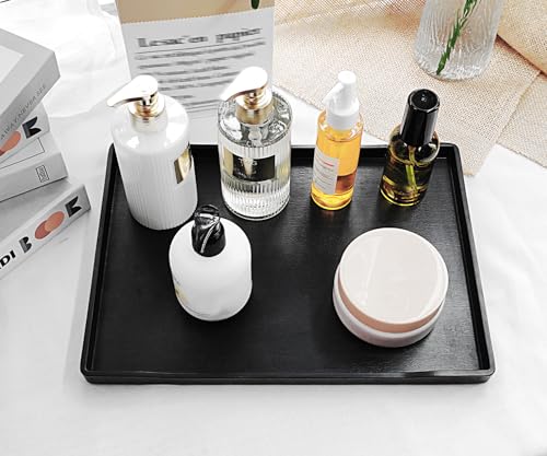 Black Serving Tray (13.5 x 9.6 inch) for Serving Accessory, Spa, Coffee, Drinks, Tea, Bar, Party, Seasoning, Perfume and Display Use. - color: Black-1 Tray, size: 13.5" x 9.6" x 0.9"