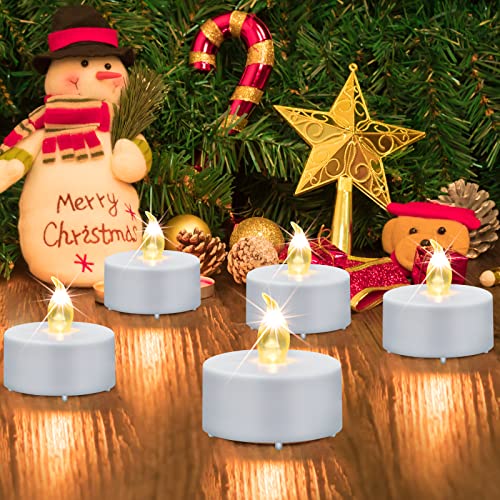 Hanzim Battery Operated LED Tea Lights: 12PACK Flameless Votive Candles Lamp Realistic and Bright Flickering Holiday Gift Long Lasting 150Hours for Seasonal & Festival Celebration Warm White - color: Warm White, size: 12pack