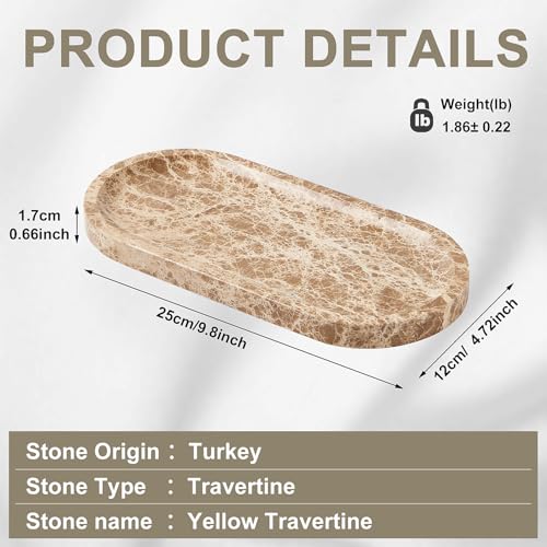 Natural Marble Vanity Tray, Marble Tray for Bathroom countertop,Stone Tray for Storing Perfume, Cosmetics and Jewelry 9.8 * 4.7inch （Dark Brown） - color: Dark Brown, size: 9.8" x 4.7" x 0.7"