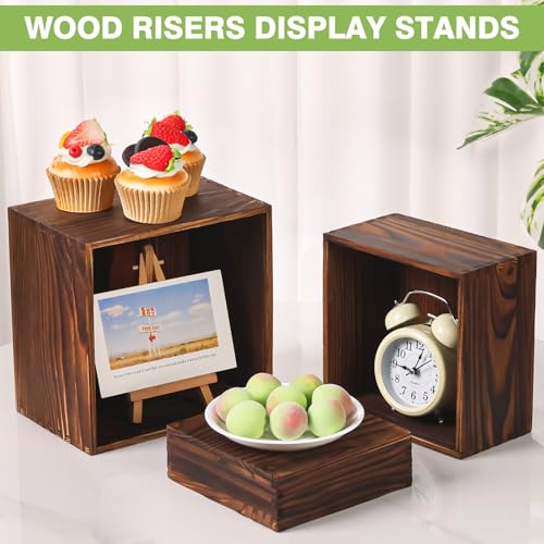 6 Pack Wood Cake Cupcake Stand Buffet Risers, Wooden Display Stand Wood Display Riser, Square Food Display Risers for Party Wedding Birthday Home (6" 7" 8" 9" 10" 11") - color: Brown 6pcs (6" 7" 8" 9" 10" 11")