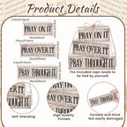 Yuntau 4 Pcs Farmhouse Wooden Tabletop Decor Bible Verse Tiered Tray Decorations Rustic Religious Christian Gift Block Sign Pray on It Centerpiece for Easter Home Kitchen Shelf Office Desk Decor - style: Pray