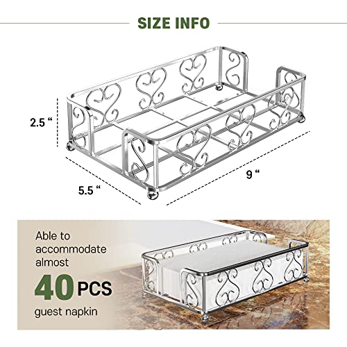 Silver Guest Towel Holder Tray for Bathroom – Napkin Organizer for Disposable Hand Paper Towels, Vanity Countertop Napkin Holder, Modern Bathroom Accessory for Guest Use and Décor - color: E - Silver Guest Towel Holder Tray, size: Guest Towel Holder