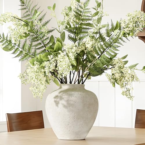 Vanselia Ceramic Flower Vase Home Decor - Large Tall Farmhouse Table Vases Rustic Vintage Living Room Kitchen Bedroom Decorations for House Book Shelf Office Coffee Desk Dining Fireplace (10" Rustic) - color: Rustic-10"