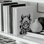 Peacoblue Metal Bookends for Shelves, Modern Decorative Heavy Duty Study Book Support Stoppers for Office, Desk, Shelf, Room 5.3"x4.3"x6.5" Cast Iron Simple Tall Bookends, 1 Pair (Highland Cattle) - style: Highland Cattle