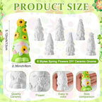 Arrowbash 6 Pcs Summer Ceramics to Draw Ready to Paint Your Own Gnome Statues 5.12 Beach Theme Paintable Figurines DIY White Ceramics Plaster Crafts Kit with Brush Palette - style: Spring