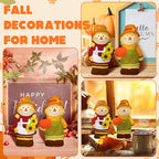 Seenelling 2 Pack Fall Thanksgiving Scarecrow Ready to Paint Your Own Statues 4'' DIY Unpainted Ceramics Figurines Kit Blank Paintable Ceramics Classroom Art and Crafts Decorations - style: Fall Thanksgiving Scarecrow