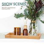 Chengu 3 Pcs Bamboo Vanity Trays for Bathroom Small Wooden Serving Tray for Bathroom Counter Food Appetizer Tea Dessert Kitchen Candle Tissue Toilet Tank Home Decor, 11 x 4 Inch(Rectangle Style) - style: Rectangle Style