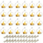 NUPTIO Hanging TeaLight Candle Holder: 24Pcs 2.36in Tree Tea Light Holders with LED Candles Small Glass Globes Ornament Clear Round Mini Terrarium Containers for Wedding Party Tree Decoration - size: 2.36 inches