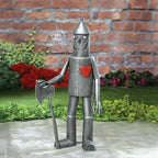 Bits and Pieces Tin Woodsman Tin Man Metal Garden Statue - Whimsical Metal Yard Art Sculptures Tinman Figure - Weather Resistant Sculptures for Porch Patio Yard - 30" Tall Lawn Statues
