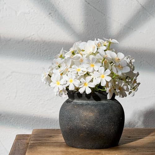 SIDUCAL Ceramic Flower Vase with Wide Mouth Lace, 5.1 Inch Pottery Rustic Farmhouse Boho Vases, Small Terracotta Vase for Home Decor, Table, Living Room, Bathroom, Shelf, Wedding, Bronze - color: 18967-bronze