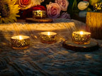 GOLDEAL 30 Pcs Samll Glass Tealight Candle Holders Speckled Gold Glass-Tea Candle Holders Bulk-Perfect for Weddings, Parties, Dinners - Ideal for 1.5" Standard Tealights and Candle Moulds… - color: Speckled Gold