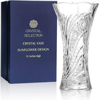 CS Crystal Vase 12-inch high, Sunflower Design, for Flowers & Decor. Lovely Nice Shiny Piece. Perfect as a Gift, Suitable for All Occasions. - style: Sunflower Design