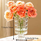 BLOFLO Embossed Glass Vase, 7'' Crystal Glass Vases, Pedestal Big Base Glass Bouquet Vase, Hydroponic Glass Transparent Vase for Home Office Wedding Dining Table Party (Ribbed Pattern) - color: Ribbed Pattern