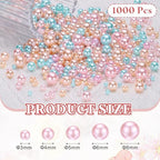 PATIKIL 1000 Pcs No Hole Pearls, 3mm 4mm 5mm 6mm 8mm Mini Round Faux Pearl for Art Crafts Jewelry Making Nail Vase Filler Birthday Wedding Party, Blue/Pink - color: Blue/Pink