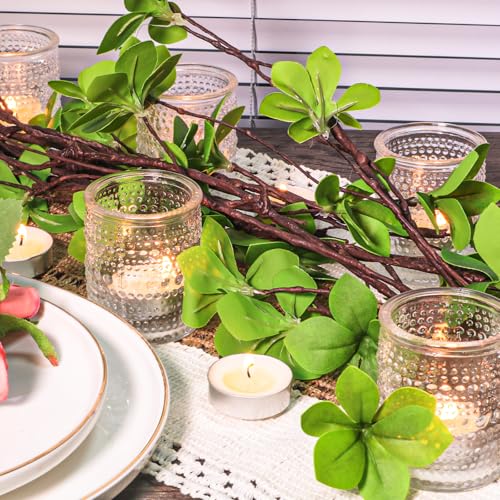HOXHA 6 Pack Glass Votive Candle Holders Clear Tealight Candle Holders in Bulk Vintage Table Centerpieces for Floating Candles Home Table Decor Wedding Receptions (6)
